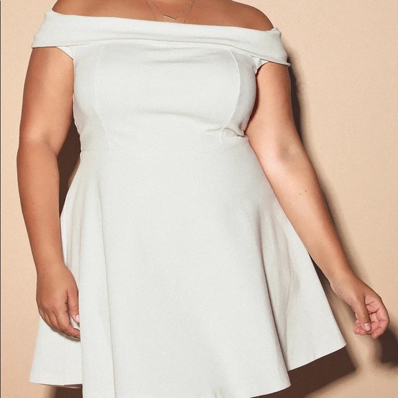 Season of Fun White Off-the-Shoulder Skater Dress - Picture 3 of 8